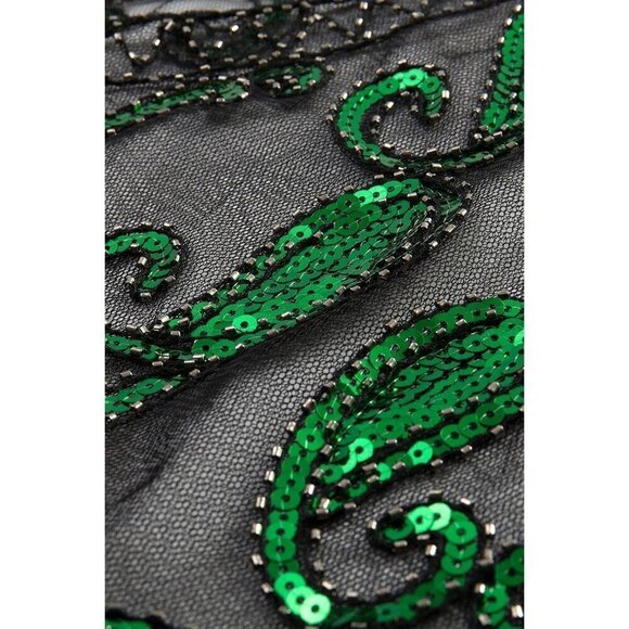 Babeyond 1920s Shawl Wraps Beaded Evening Cape Bridal Shawl Cover Up (Green) - Picture 6 of 6